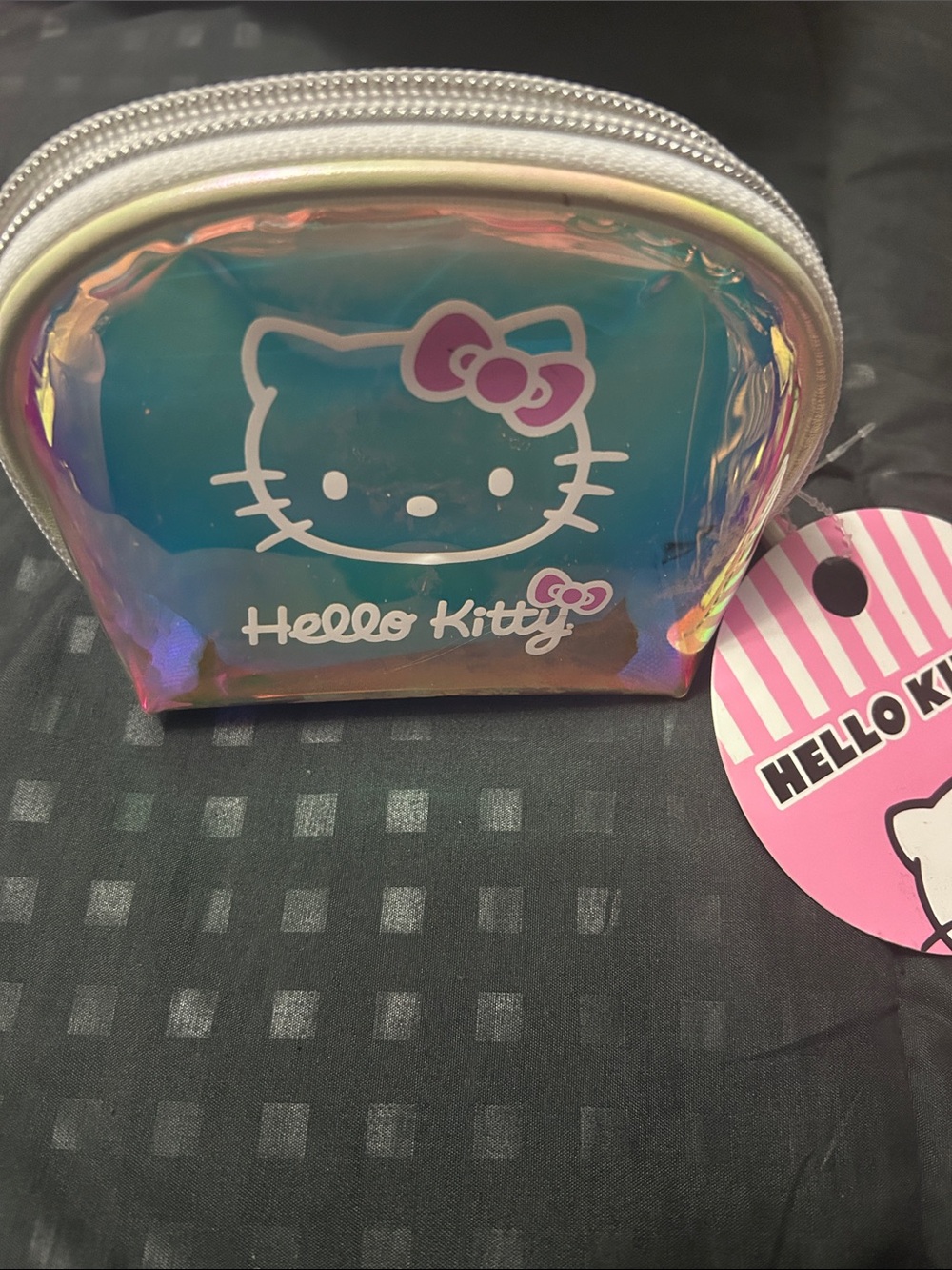 Hello Kitty Holographic Coin Pouch - Teal with Pink Bow